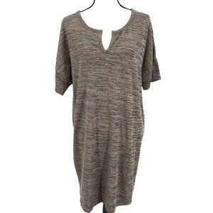 Old Navy Womens Heathered Brown Gray Knit Tunic Dress Short Sleeves Size L